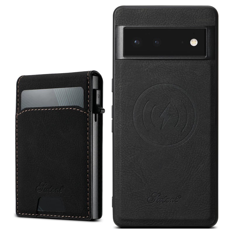 Suteni For Google Pixel 6 H19 Litchi Grain 2-In-1 Removable Card Box Back Phone Case(Black) - Image 1