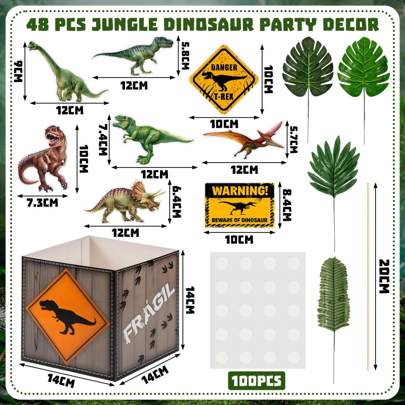 Weekgrat 6 Set Dinosaur Party Table Centerpiece Decorations Include Cassette Tape Bucket Centerpiece Sticks Table Toppers Photo Booth Props with Paper Decor for Party - Image 2