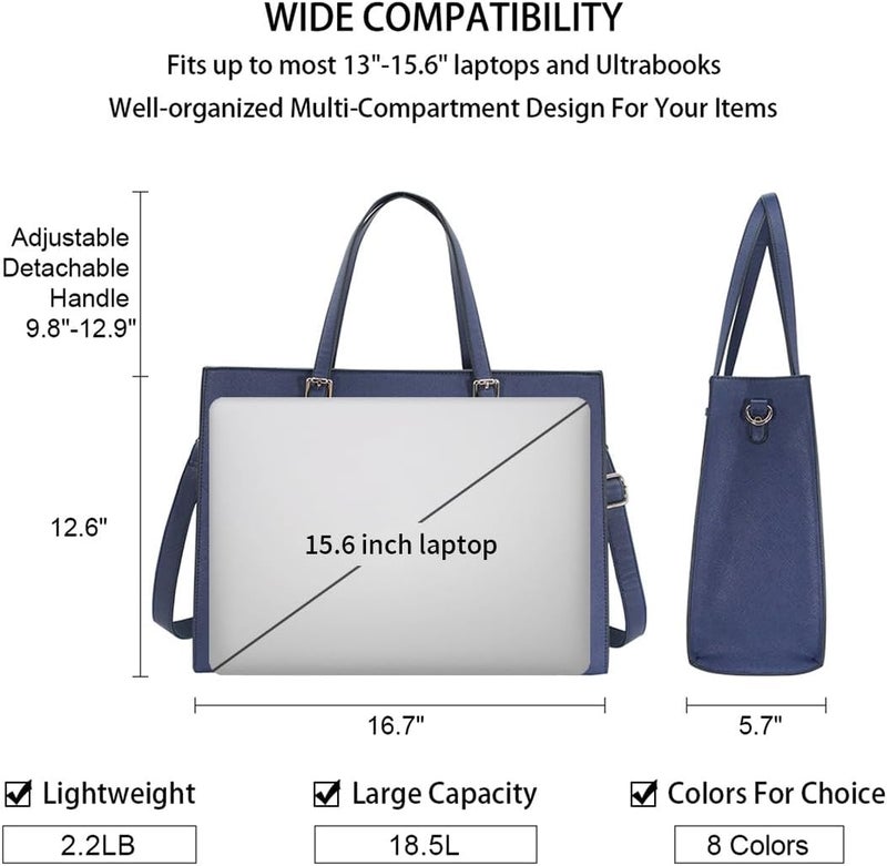 NUBILY Laptop Bag for Women Waterproof Lightweight Leather 15.6 Inch Computer Tote Bag - Image 3