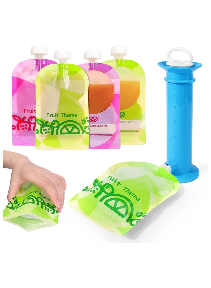 KASTWAVE Baby Food Maker, with 4pcs reusable pouches for Toddlers Baby, Portable Baby Food Pouches Refillable Kit, with Bottom Double Lock Zipper, for Applesauce Yogurt Smoothie - Image 1