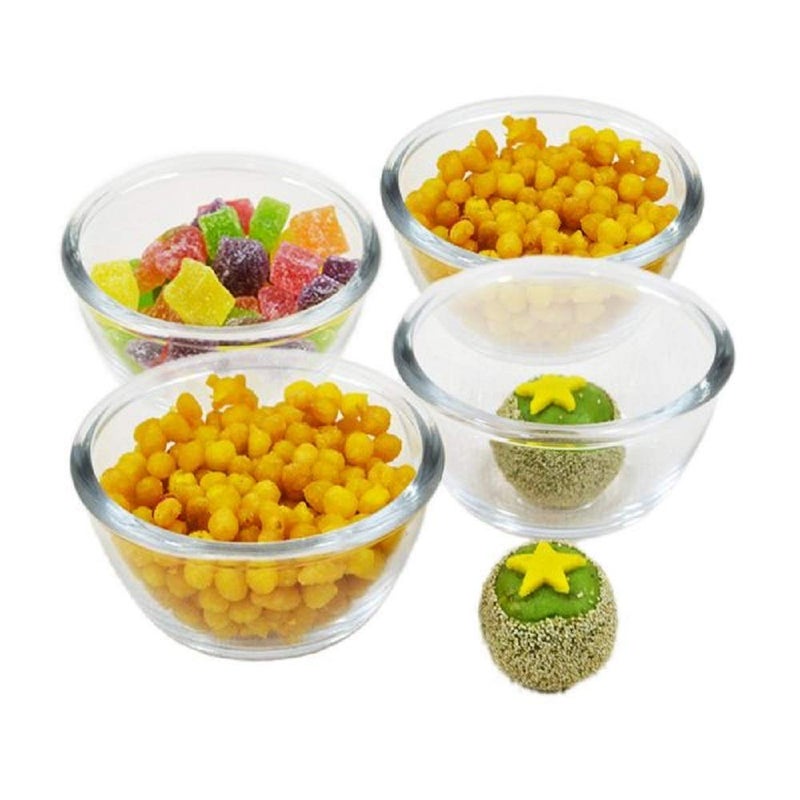 ConvertKitchen Premium B16FL Glass 4-Piece Polo Bowl with Lid | 435ml | Clear Glass Serving Bowls Set - Image 4