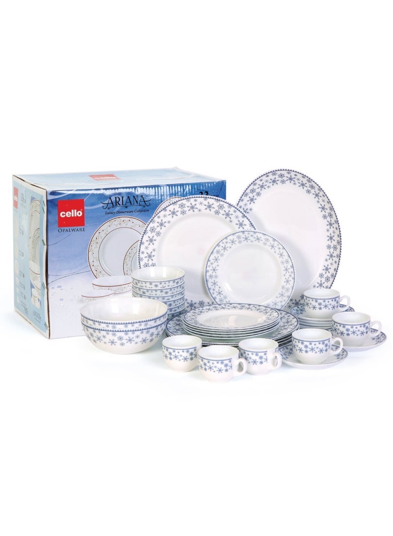 Cello Ariana Dinner Set 33Pcs Blue Sparkle