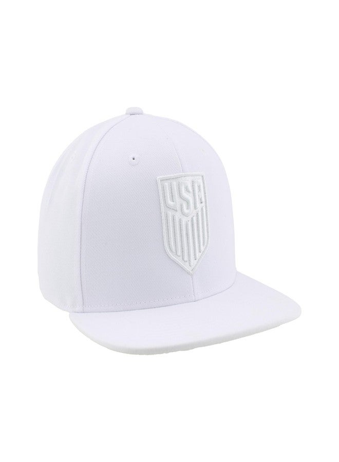 ZHATS U.S. Soccer Officially Licensed USMNT Snapback Hat Flat Bill Echo White - Image 2