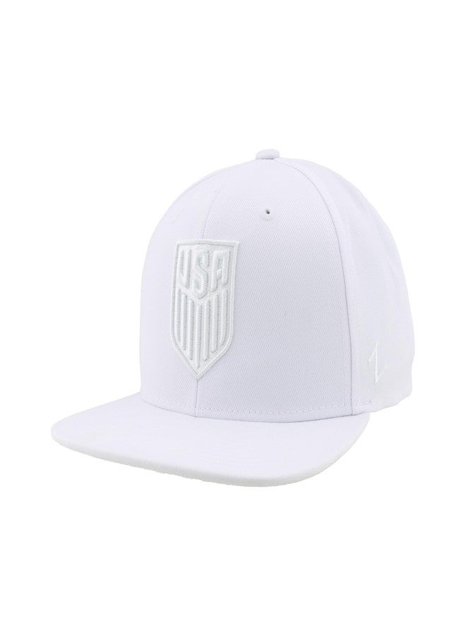 ZHATS U.S. Soccer Officially Licensed USMNT Snapback Hat Flat Bill Echo White - Image 1