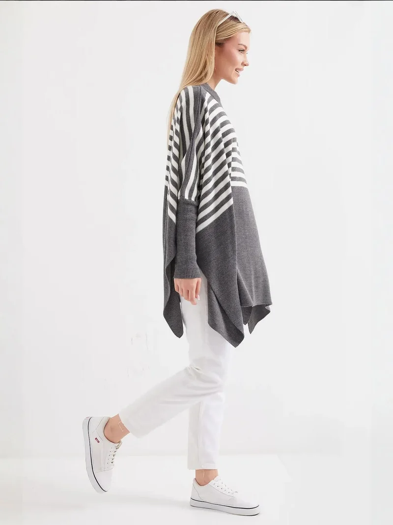 Big Dart Grey BDART Oversized Acrylic Crew Neck Jumper for Women | Best Price UAE