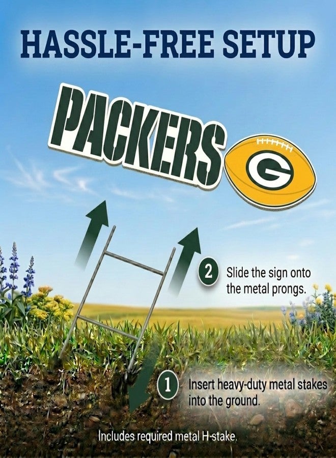 Proformance Home NFL Green Bay Packers Wordmark & Football 3 Pack Yard Sign Set - Image 4