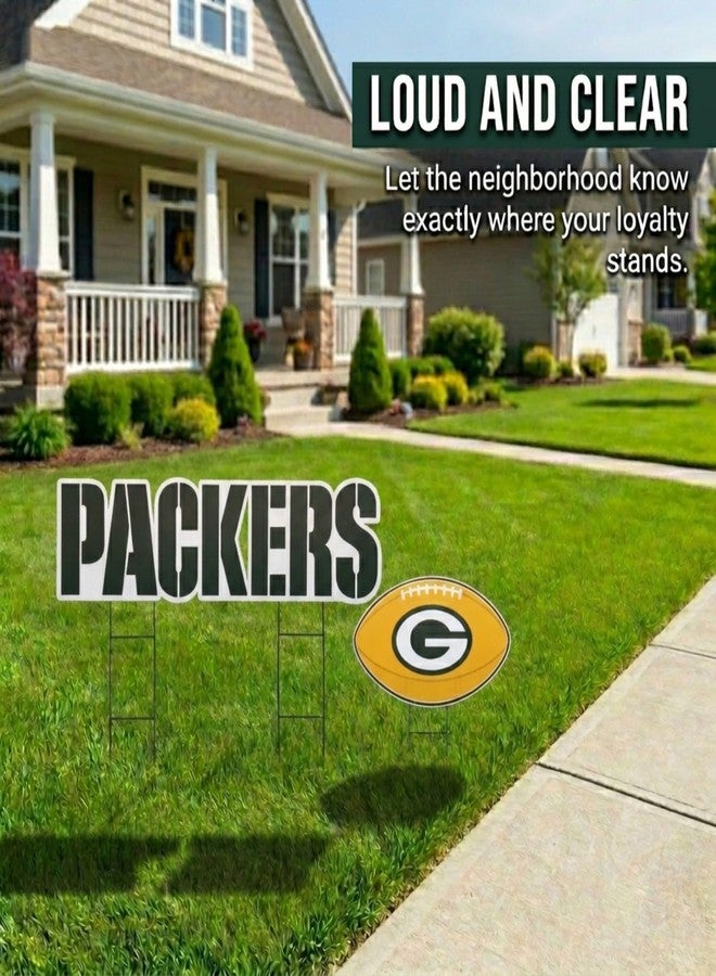 Proformance Home NFL Green Bay Packers Wordmark & Football 3 Pack Yard Sign Set - Image 5