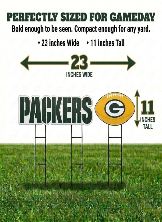 Proformance Home NFL Green Bay Packers Wordmark & Football 3 Pack Yard Sign Set - Image 3