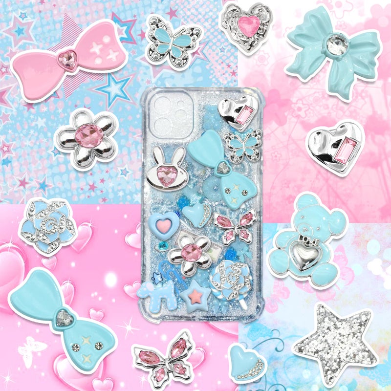 BELICEY Junk Case Charms Y2K Bow Big Charm for Junk Cases 3D Pink Star Butterfly Charms for Phone Case Blue Heart Flower Bear for Customizing Cute DIY Craft - Image 5