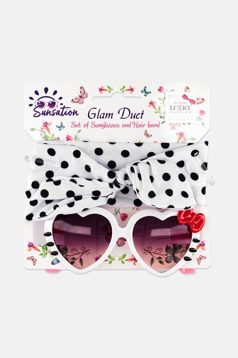 LUKKY Fashion Glam Duet Sunglasses And Hairband Set, White - Image 1