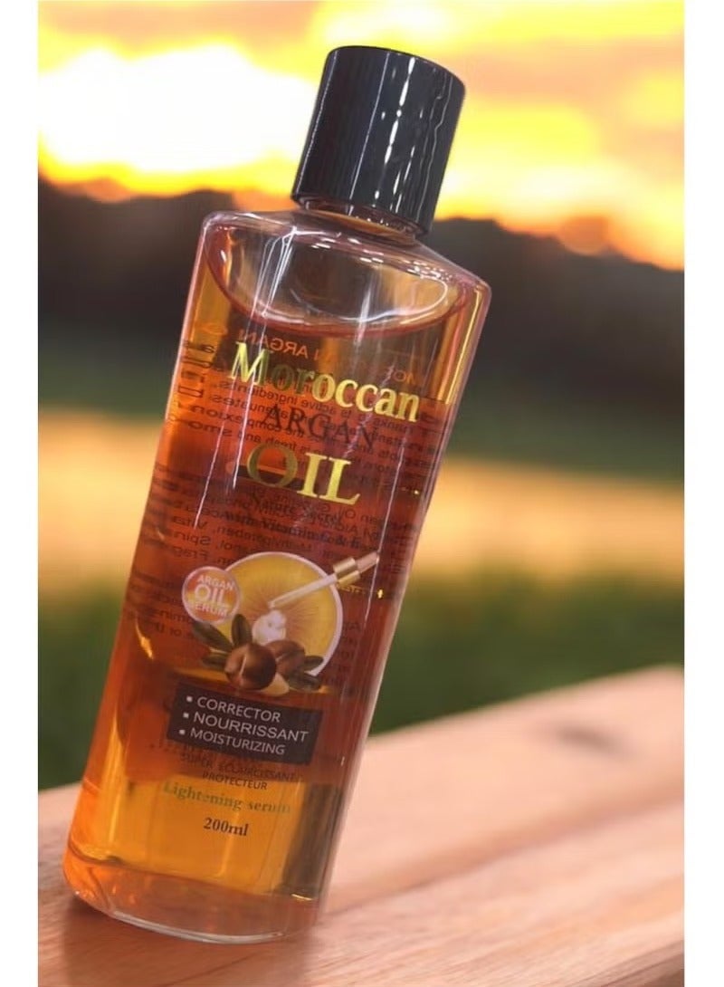 موروكان سيروم زيت الأرغان المرطب والمفتح لتدليك الوجه والجسم والشعر 200 مل - Image 2