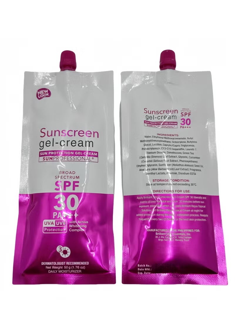 بريليانت سكين عبوتان من كريم جل واقي من الشمس - حماية واسعة النطاق SPF30 PA+++ | مع مركب تبييض فعال، خفيف الوزن، غير دهني ومرطب - Image 1
