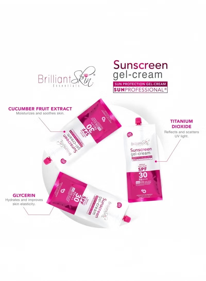 بريليانت سكين عبوتان من كريم جل واقي من الشمس - حماية واسعة النطاق SPF30 PA+++ | مع مركب تبييض فعال، خفيف الوزن، غير دهني ومرطب - Image 3