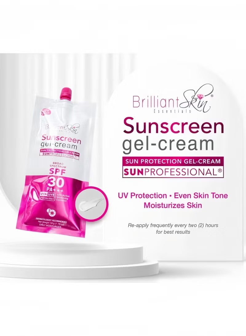 بريليانت سكين عبوتان من كريم جل واقي من الشمس - حماية واسعة النطاق SPF30 PA+++ | مع مركب تبييض فعال، خفيف الوزن، غير دهني ومرطب - Image 4