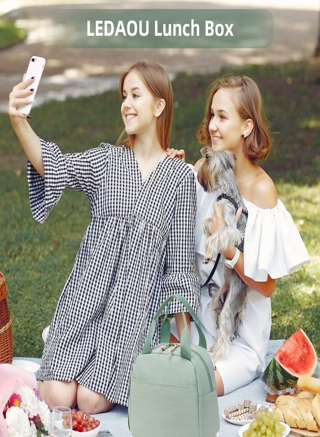 LEDAOU Lunch Box for Women Insulated Lunch Bag Corduroy Lunch Tote Bags Leakproof Cooler Lunch Case for Travel Work Picnic - Image 2