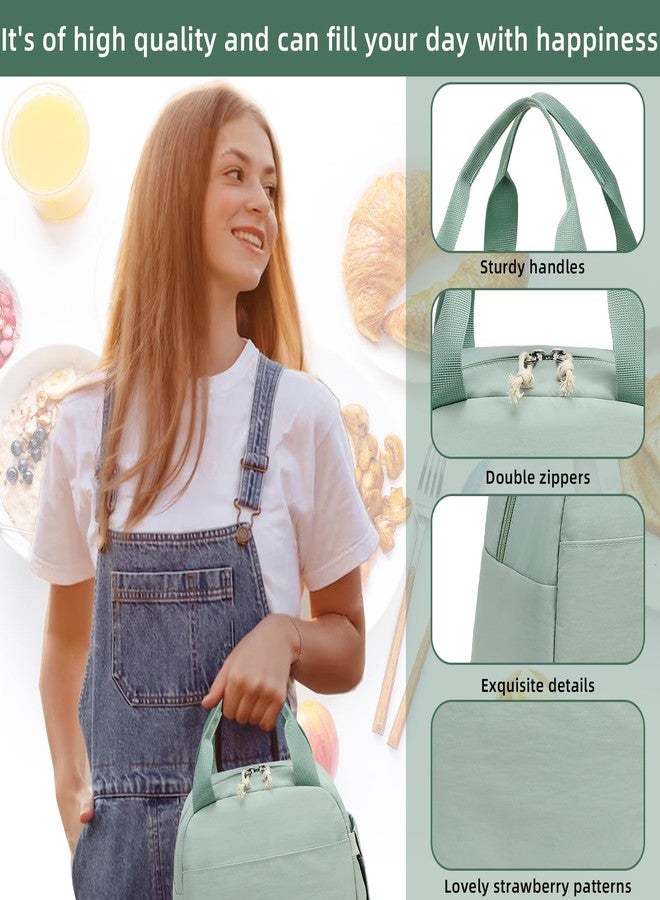 LEDAOU Lunch Box for Women Insulated Lunch Bag Corduroy Lunch Tote Bags Leakproof Cooler Lunch Case for Travel Work Picnic - Image 3