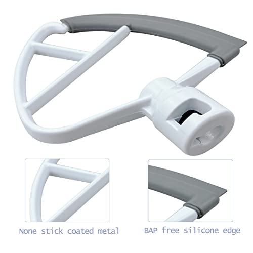 ORIEMARS 4.5/5 Quart Flex Edge Beater for KitchenAid Tilt-Head Stand Mixer, All-Metal Die Cast Flat Beater Paddle with Flexible Silicone Edges Bowl Scraper (Single Silicone Side) - Image 4