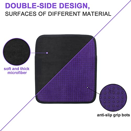 Anglekai 3 Pack Bowling Ball Towels, 10" x 8" Microfiber Bowling Shammy Accessories with Easy-Grip Dots Non-Slip (Purple) - Image 3