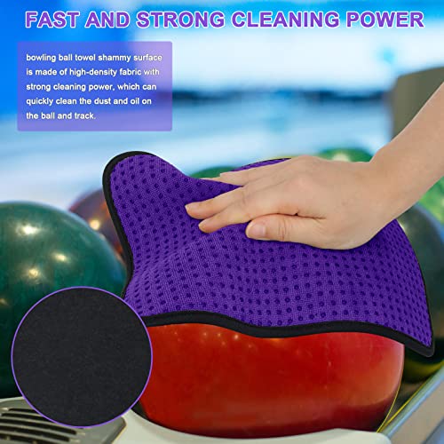 Anglekai 3 Pack Bowling Ball Towels, 10" x 8" Microfiber Bowling Shammy Accessories with Easy-Grip Dots Non-Slip (Purple) - Image 5