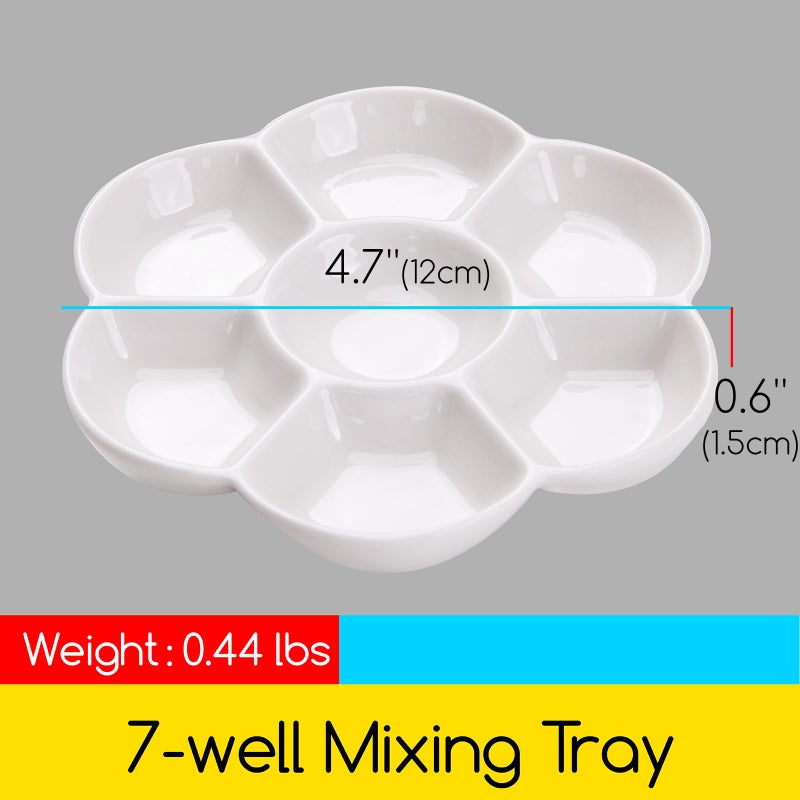 MEEDEN 7-Well Studio Porcelain Paint Palette Tray,Artist Mixing Colour Tray by 4-3/4 Inches for Watercolor Gouache Painting,Round,White - Image 2