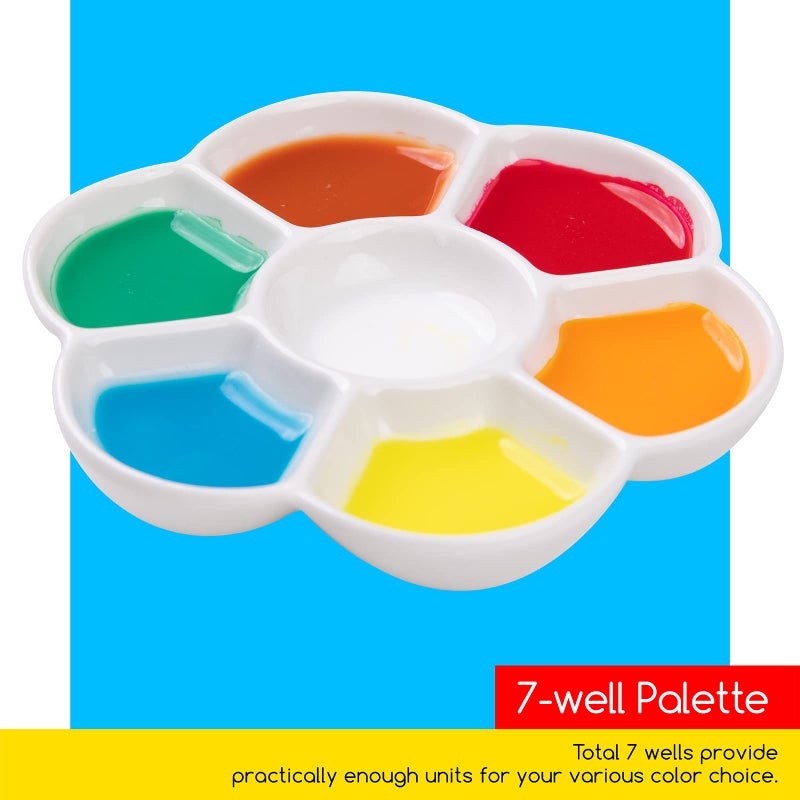 MEEDEN 7-Well Studio Porcelain Paint Palette Tray,Artist Mixing Colour Tray by 4-3/4 Inches for Watercolor Gouache Painting,Round,White - Image 3