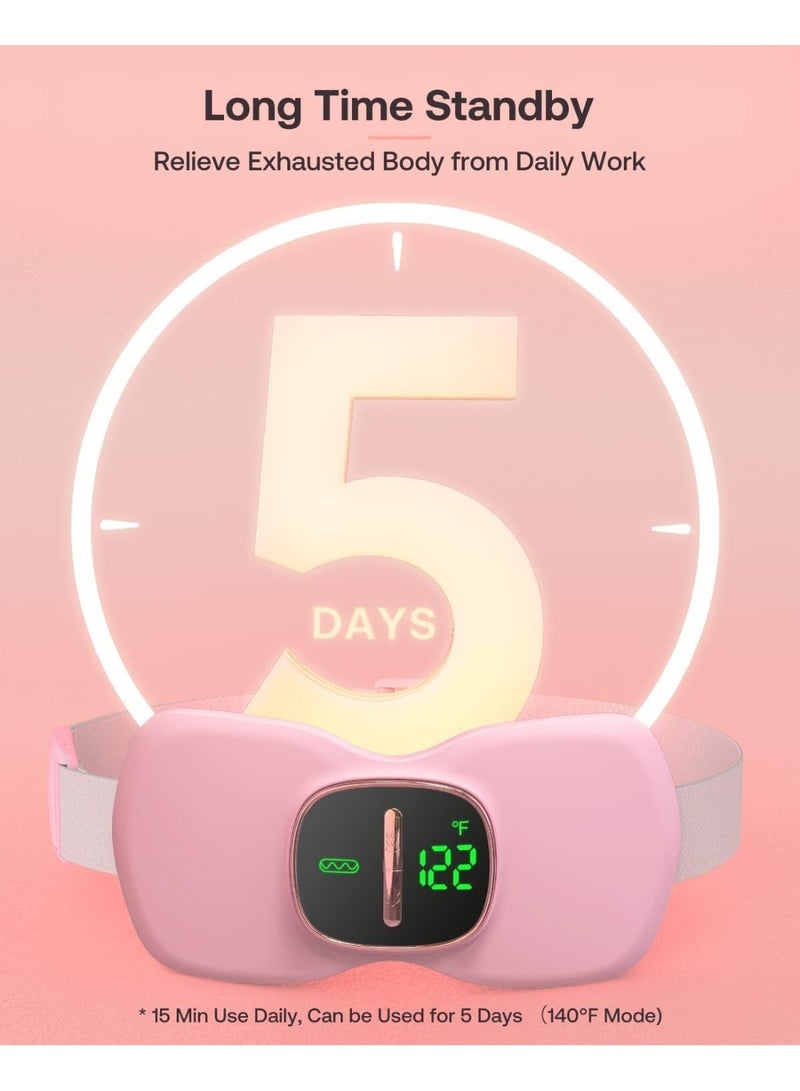 وسادة تدليك لتخفيف آلام الدورة الشهرية، جهاز تدليك لاسلكي محمول مع 3 أوضاع حرارة و3 أوضاع تدليك، شاشة LED أمامية وبطارية لتوفير الراحة للبطن والظهر - Image 3