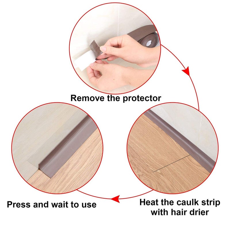 PRAYAS Caulk Strip, Sealant Tape Self-Adhesive Mildewproof/Waterproof, PE Sealing Tape for Bath/Kitchen/Toilet/Wall Corner (Pack of 1, Brown) - Image 5
