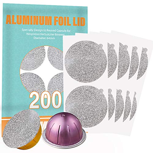 CAPMESSO Aluminum Foils Lids to Reuse Vertuoline Capsules Coffee Pods Compatible with Nespresso VertuoLine Machine 64mm(200/package) - Image 1