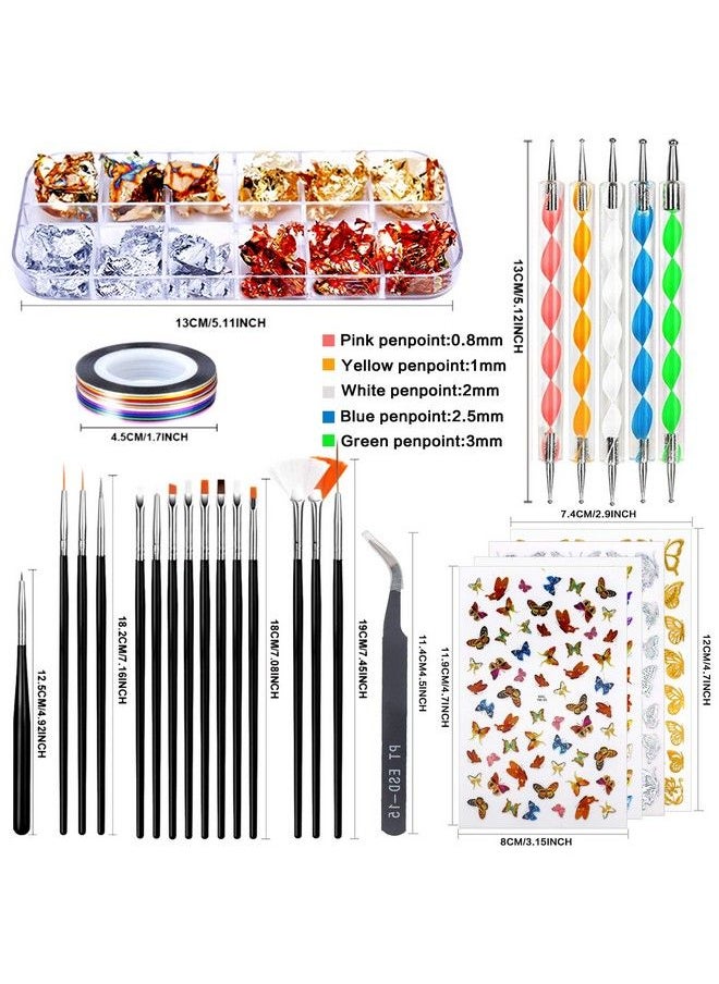 JOYJULY - Nail Art Design Tools 3D Nail Art Decorations Kit With Nail Art Brushes Dotting Tools Holographic Nail Art Stickers Nail Foil Tape Strips And Nails Art Rhinestones And Pickup Tweezers - Image 1