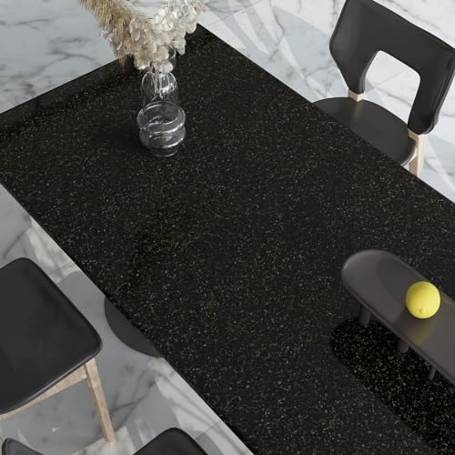 VaryPaper 157x787 Glossy Black and Gold Granite Contact Paper Peel and Stick Countertops for Kitchen Waterproof Removable Self Adhesive Marble Vinyl Wallpaper for Bathroom Table Desk Cabinets - Image 3