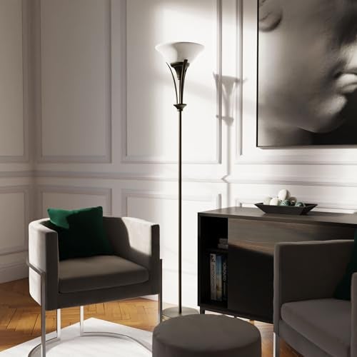 Globe Electric 63361 Gatineau 71" Dark Bronze Floor Lamp with Alabaster Glass Shade - Image 5