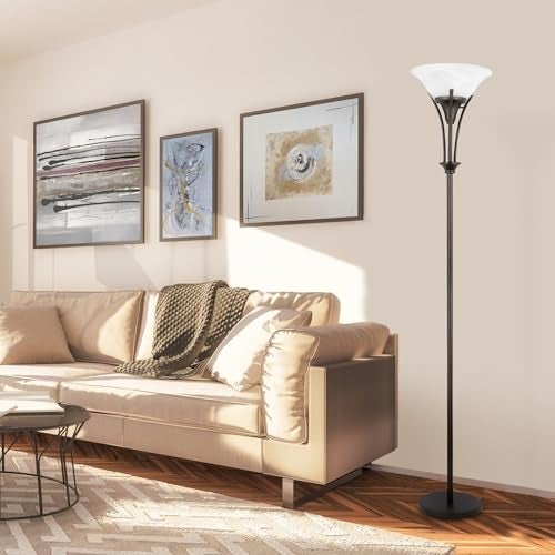 Globe Electric 63361 Gatineau 71" Dark Bronze Floor Lamp with Alabaster Glass Shade - Image 2