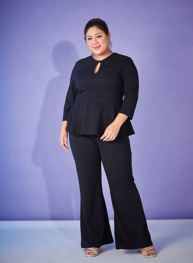 ساسافراس طقم بلوزة بياقة فتحة مفتاح وبنطلون واسع من ستايلي - Image 2