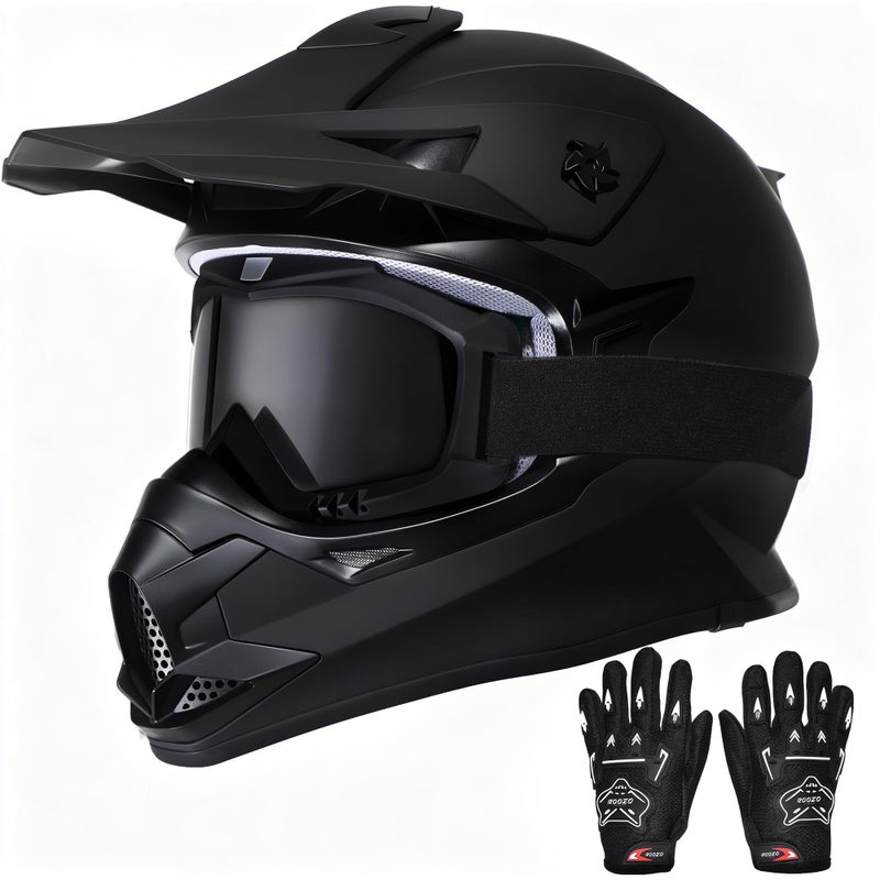 Roozo Kids Dirt Bike Helmets Youth Motorcycle Helmet, Kids Motorcycle Full Face Helmet for Off-Road, ATV, UTV, Street Riding with Goggles Gloves, DOT Approved - Image 1