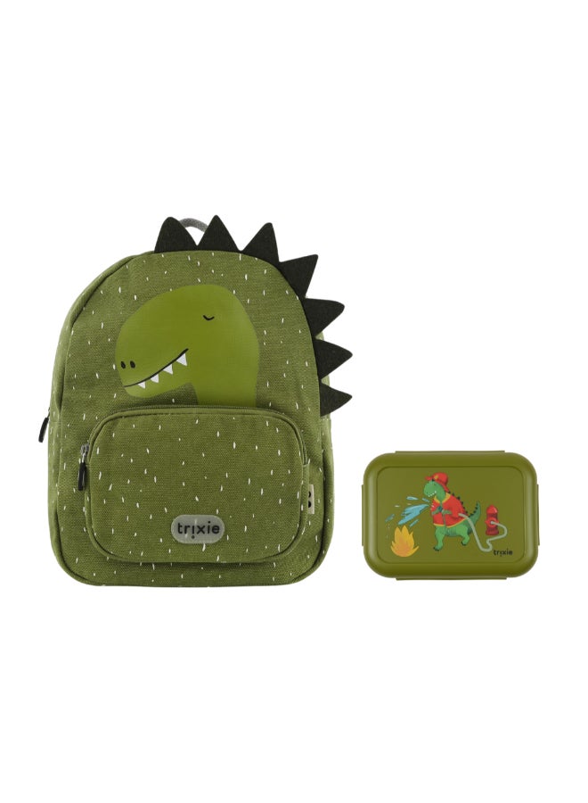 Trixie Starter Set - Backpack Regular + Leakproof Lunch Box With Clips - Mr. Dino - Image 1