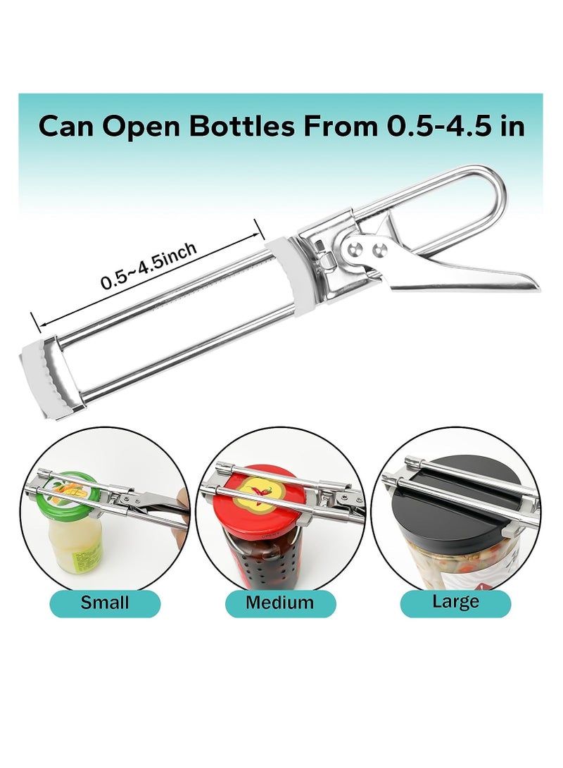 SYOSI Adjustable Jar Opener for Weak Hands Easy Jar Opener for Seniors with Arthritis, Multifunctional Stainless Steel Can Opener Jar Lid Gripper Manual Bottle Opener Kitchen Gadgets (2 PCS) - Image 4
