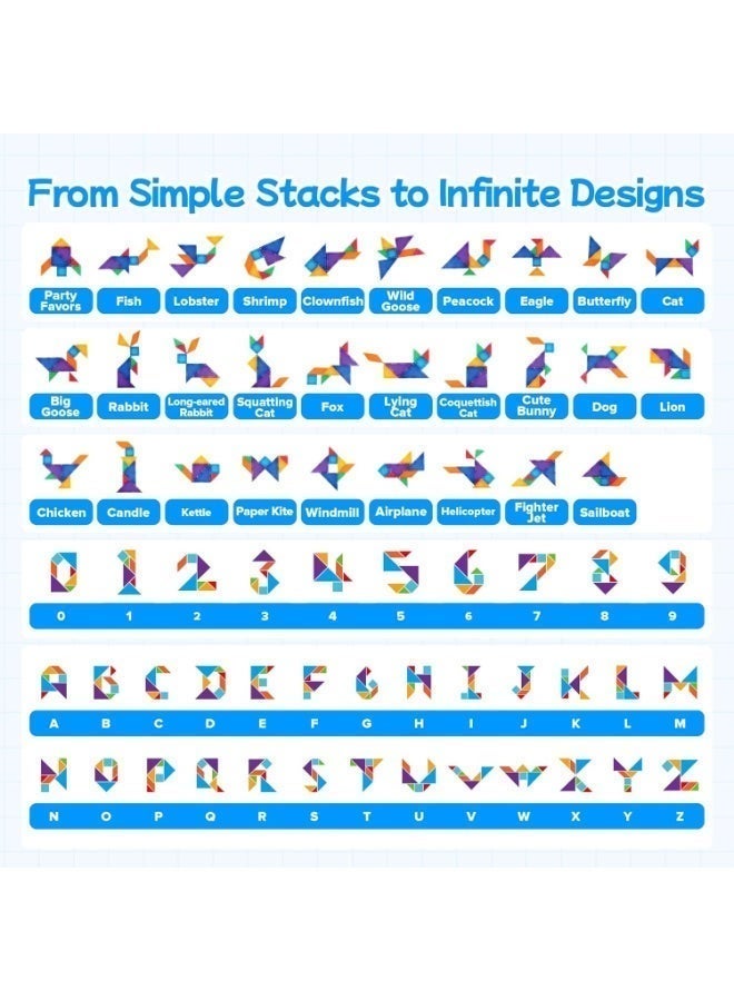 Mini Magnetic Tiles Travel Magnetic Blocks Building Toys, 700 Shapes 3D Magnet Tangrams Puzzle Montessori Toys for STEM Educational Activity for Kids 4-8, 8-12,Jigsaw puzzle - Image 2