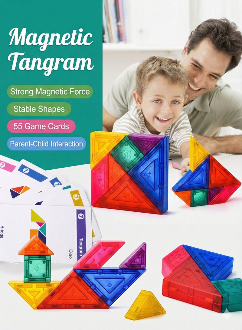 Mini Magnetic Tiles Travel Magnetic Blocks Building Toys, 700 Shapes 3D Magnet Tangrams Puzzle Montessori Toys for STEM Educational Activity for Kids 4-8, 8-12,Jigsaw puzzle - Image 1