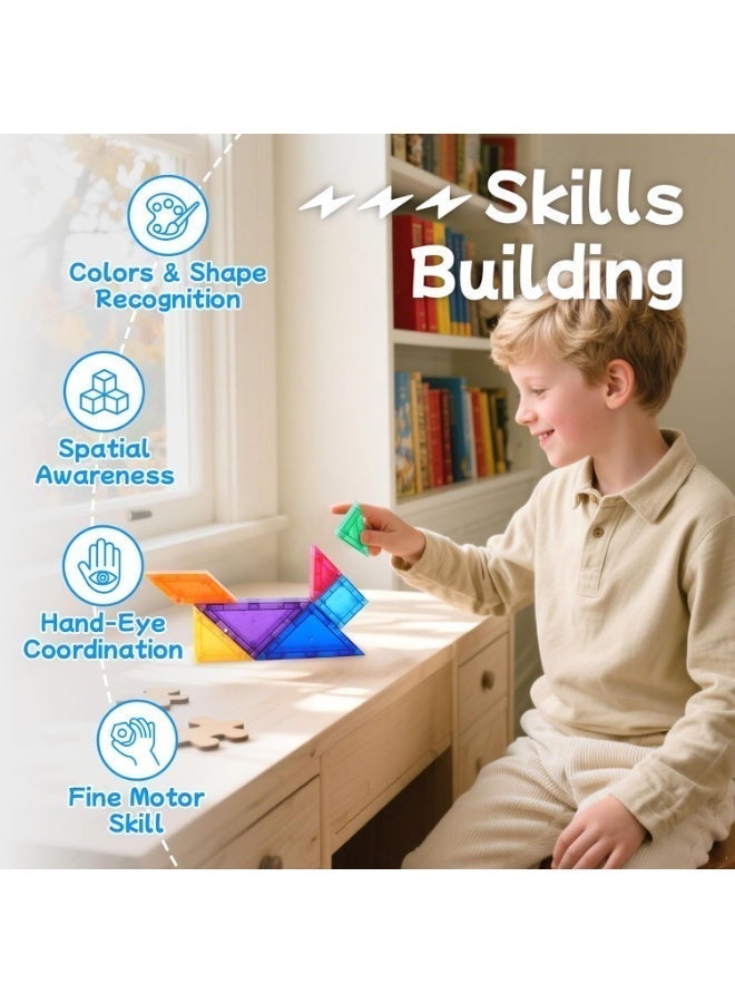 Mini Magnetic Tiles Travel Magnetic Blocks Building Toys, 700 Shapes 3D Magnet Tangrams Puzzle Montessori Toys for STEM Educational Activity for Kids 4-8, 8-12,Jigsaw puzzle - Image 3