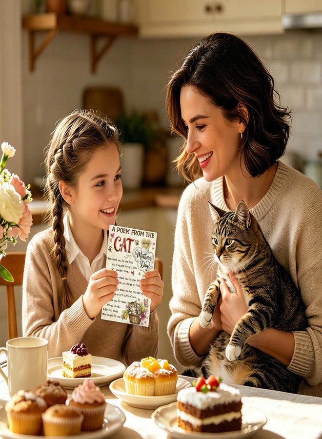 FLYAB Happy Cat Mothers Day Card - from Cats with Heartfelt Poem and Unexpected Mouse Gift, Meow Mothers Day Card for Mom with Gold Envelope Sticker,5.5"x 8" - Image 2