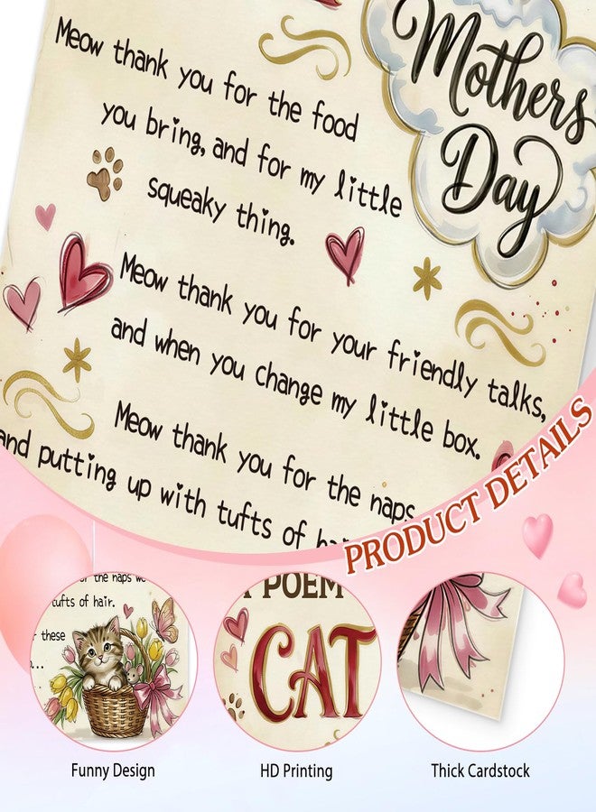 FLYAB Happy Cat Mothers Day Card - from Cats with Heartfelt Poem and Unexpected Mouse Gift, Meow Mothers Day Card for Mom with Gold Envelope Sticker,5.5"x 8" - Image 4