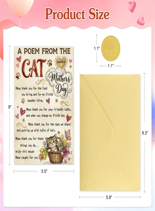 FLYAB Happy Cat Mothers Day Card - from Cats with Heartfelt Poem and Unexpected Mouse Gift, Meow Mothers Day Card for Mom with Gold Envelope Sticker,5.5"x 8" - Image 5