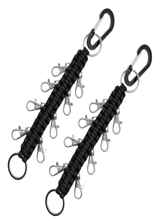 Lovecheer 2PCS Cheer Bows Holders Black Paracord Handmade for Cheerleading Sports Teen Girls High School - Image 1