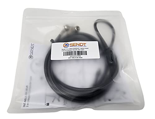 Sendt 3 in 1 Black Notebook/Laptop Lock for Kensington, Nano, and Wedge Security Slots - Image 4