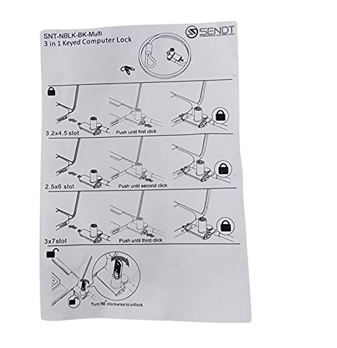 Sendt 3 in 1 Black Notebook/Laptop Lock for Kensington, Nano, and Wedge Security Slots - Image 5
