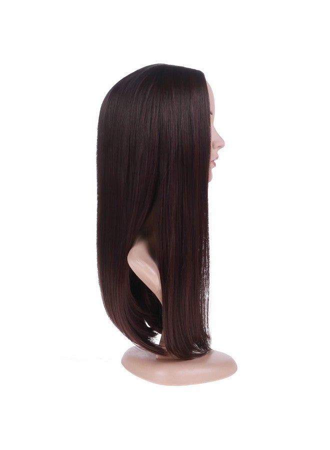 بيرون باروكة شعر بيرون بني غامق، باروكة شعر مستقيمة طويلة، جزء متوسط، باروكة شعر نسائية لحفلات الهالوين أو للاستخدام اليومي، تتضمن غطاء شعر مستعار - Image 3