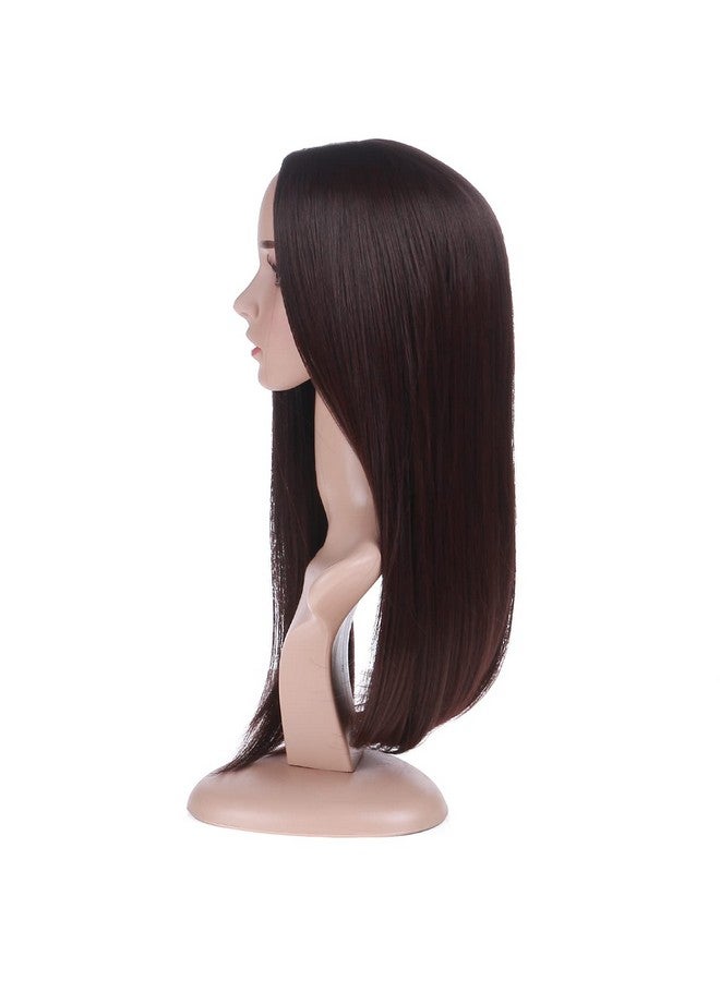 بيرون باروكة شعر بيرون بني غامق، باروكة شعر مستقيمة طويلة، جزء متوسط، باروكة شعر نسائية لحفلات الهالوين أو للاستخدام اليومي، تتضمن غطاء شعر مستعار - Image 4