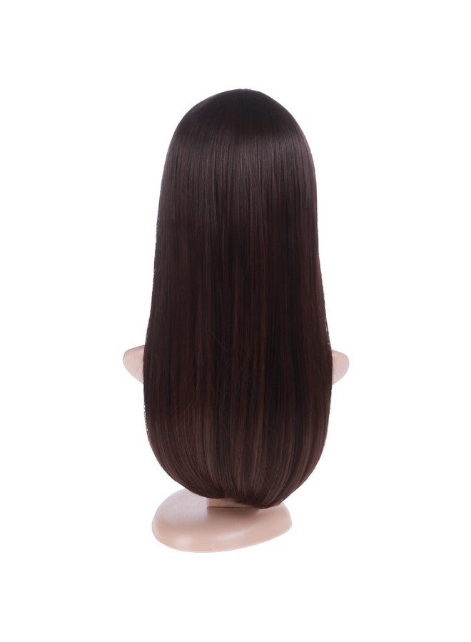 بيرون باروكة شعر بيرون بني غامق، باروكة شعر مستقيمة طويلة، جزء متوسط، باروكة شعر نسائية لحفلات الهالوين أو للاستخدام اليومي، تتضمن غطاء شعر مستعار - Image 5
