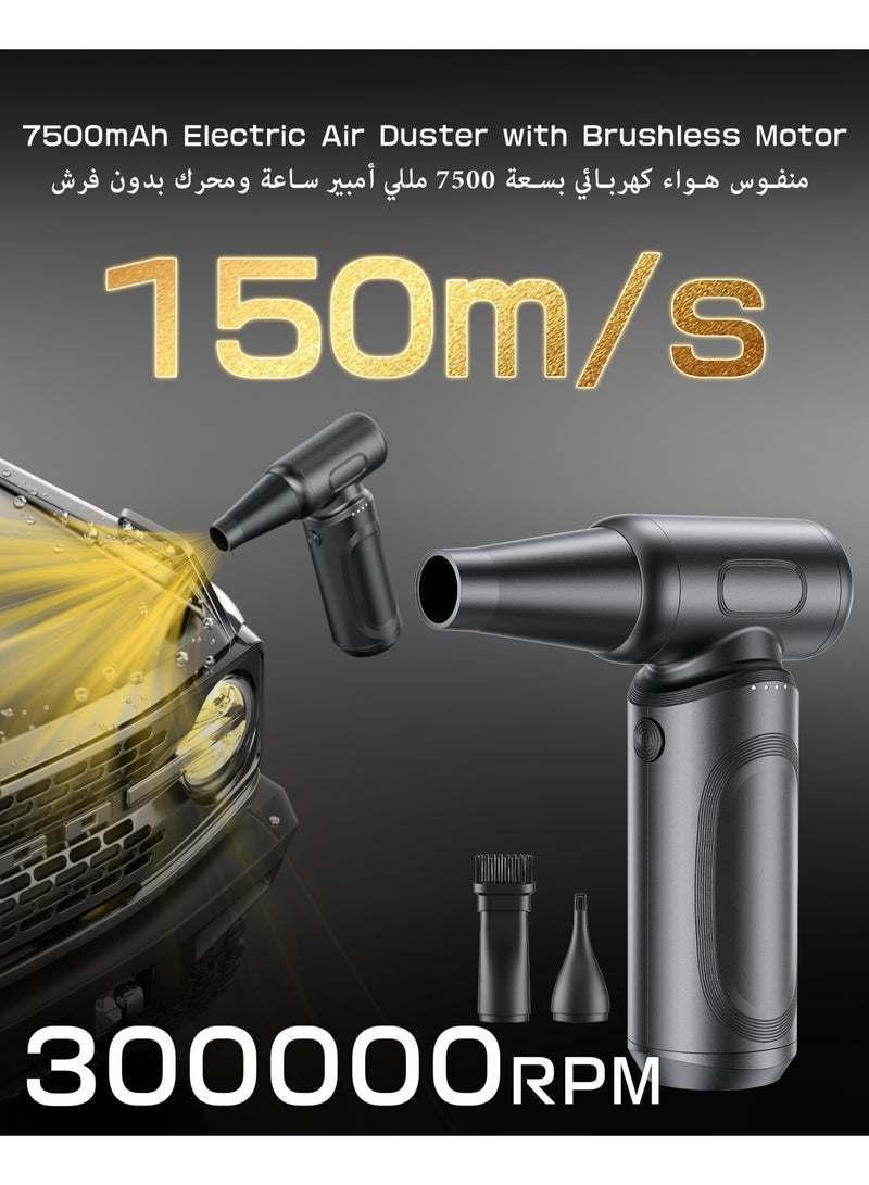 Kingone Electric Air Duster, 7500 mAh Brushless Motor Car Wash, 4 Levels of Air Flow Adjustment, 180000 RPM, Super Strong, USB-C Rechargeable, Strongest Blower, Overwhelming 70m/s Wind Speed - Image 1