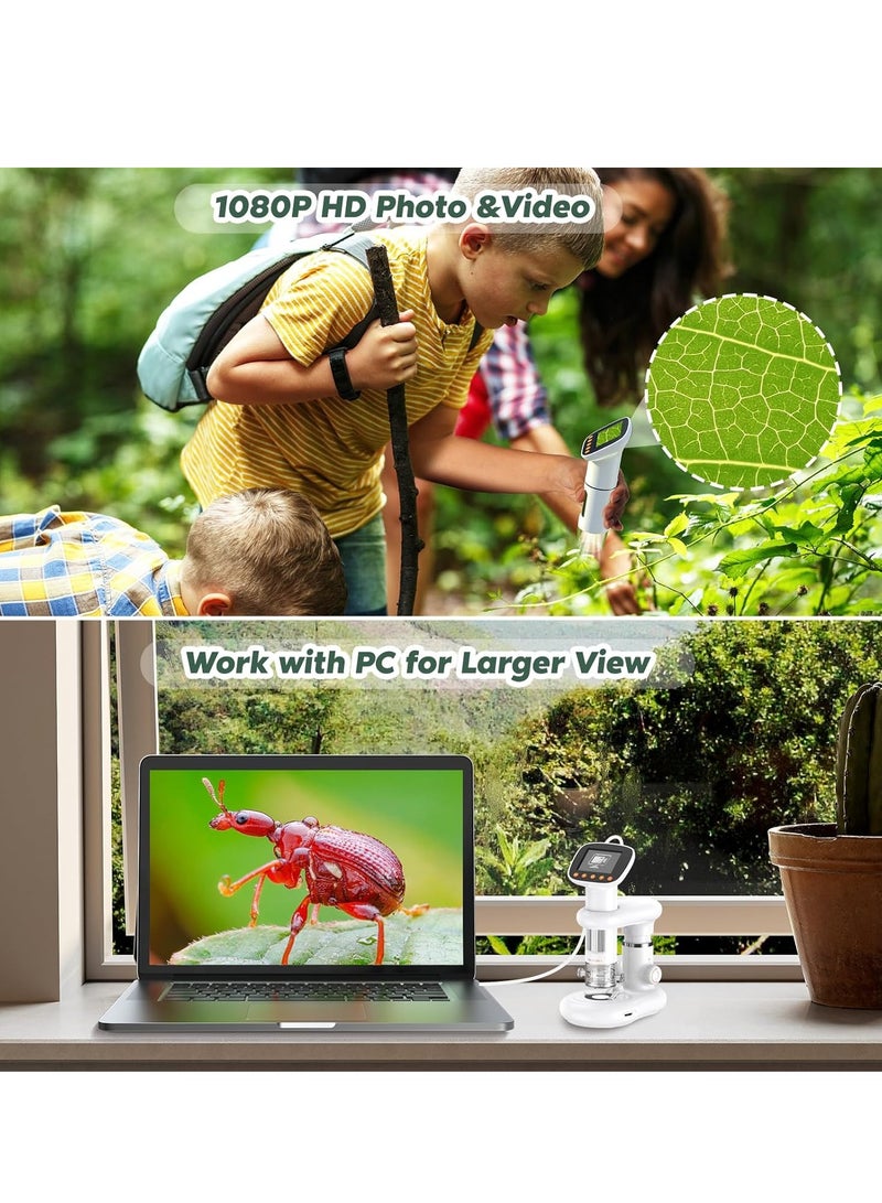 Kids Microscope Including 32GB SD Card and 12 Dspecimens Handheld Digital Microscope with 2 IPS Screen Take Pictures Videos Download to PC Mac 1000X Pocket Microscope - Image 3